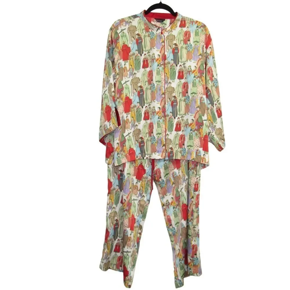 Natori Women's Dynasty Pajama Set in Red Print - Picture 6 of 9